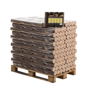 Runde Buchenholzbriketts Palette 96 Pakete x 10 kg (960 kg) – Pollmeier Premium Plus