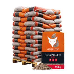 Heizfuxx Rote Holzpellets Palette 65 Säcke x 15 kg (975 kg) – Hartholz FSC