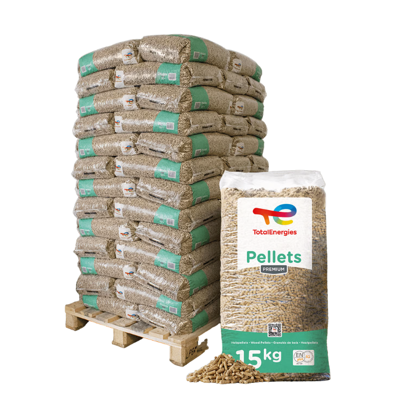 TotalEnergies Premium Holzpellets ENplus A1 6 mm – Palette 65 Säcke x 15 kg (975 kg)