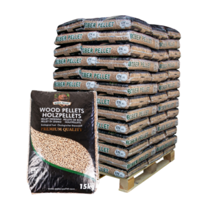 Biber Nadelholzpellets Palette 66 Säcke x 15 kg (990 kg) – ENplus A1