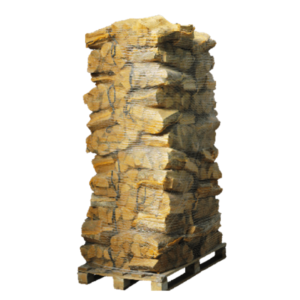 88 Netzsäcke Eichenbrennholz gespalten 25 cm – 1,25 RM / 2,0 SRM Palette